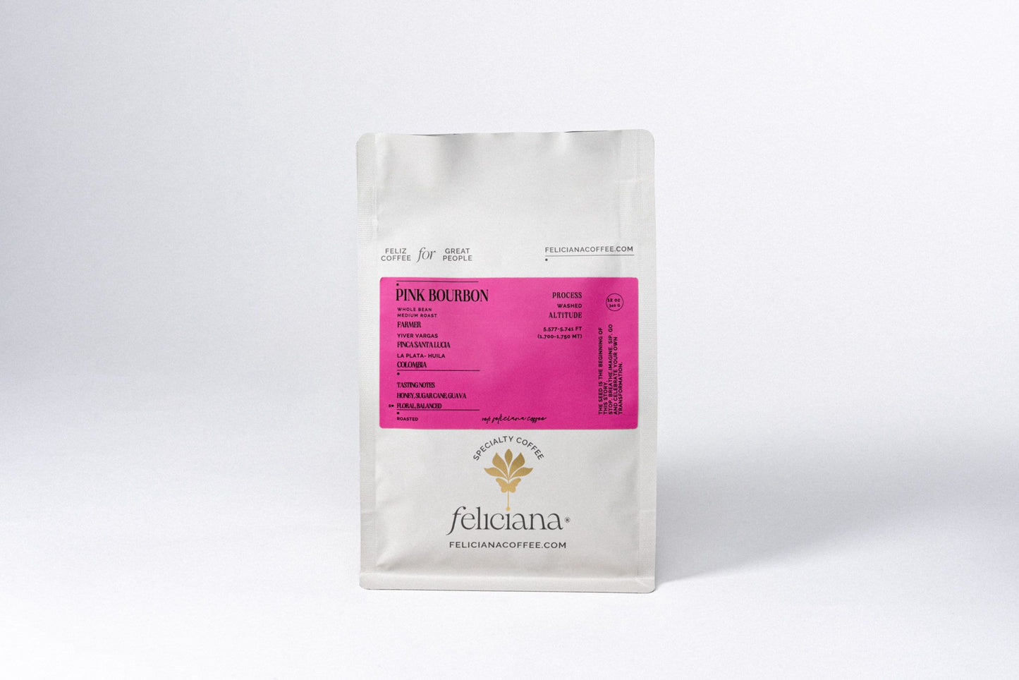 Café Especial Feliciana Excelso - 100% Aràbiga Borbón Rosado - Tostión Media (Grano) - 340 gramos